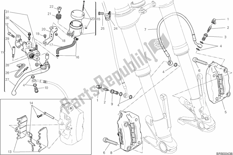 All parts for the Front Brake System of the Ducati Hypermotard SP 821 2014